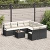vidaXL Sofa Set mit Kissen 9 pcs Schwarz und Creme Poly Rattan