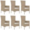 vidaXL 7-tlg. Garten-Essgruppe mit Kissen Beige Poly Rattan