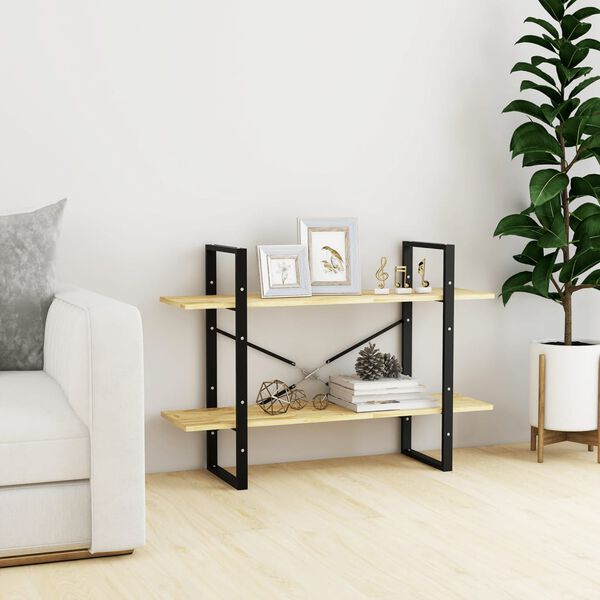 vidaXL Bücherregal 2 Böden 100x30x70 cm Massivholz Kiefer