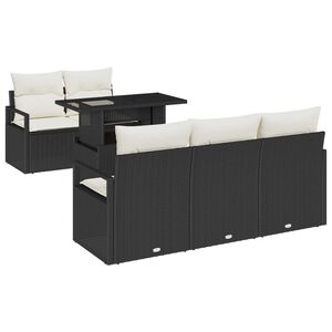 vidaXL Gartensofa-set mit Speicher 6 pcs Schwarz Poly-Rattan