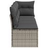 vidaXL Gartensofa mit Kissen 4-Sitzer Grau Poly Rattan