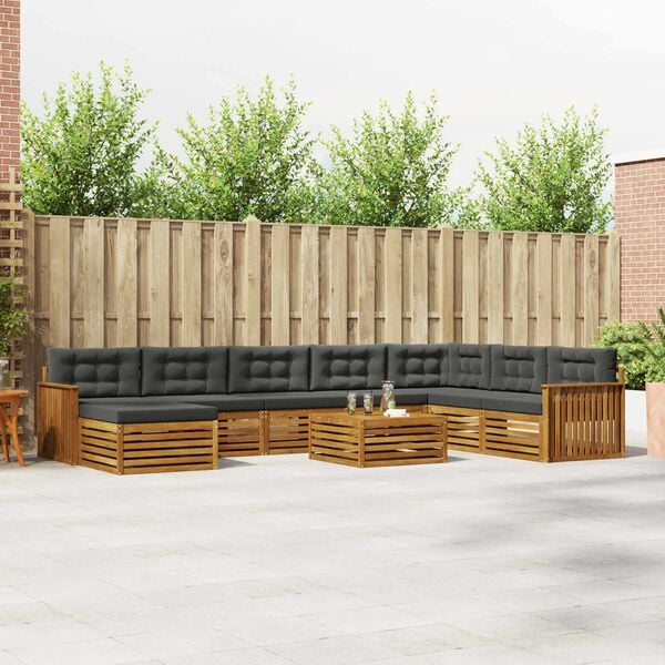vidaXL Sofagarnituren 9 pcs Natur und Anthrazit Massivholz Akazie