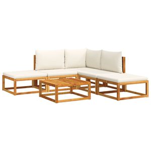 vidaXL 6-tlg. Gartensofa-Set mit Kissen Holz Akazie & Rattan