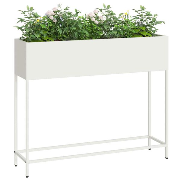 vidaXL Hochbeet Gartenpflanzer Wei&szlig; 100 x 26 x 82 cm Stahl