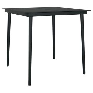 vidaXL Garten-Esstisch Schwarz 80x80x74 cm Stahl und Glas