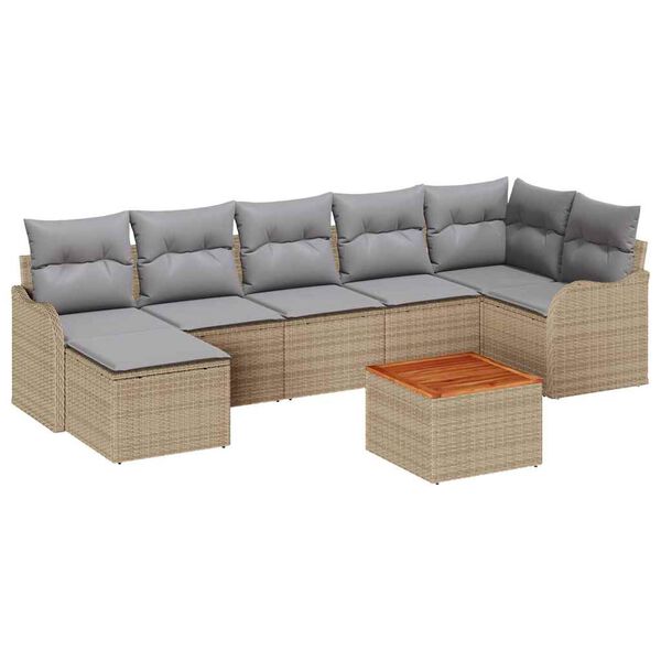 vidaXL Gartensofa-set 8 pcs Beige und Hellgrau Poly-Rattan