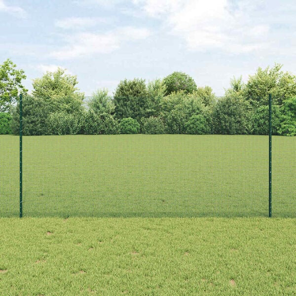 vidaXL Zaun mit Pfosten Gr&uuml;n 1,2 x 10 m Stahl und PVC