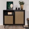 Finori Beistellschrank Vienna 01A Schwarz und Rattan-Druck