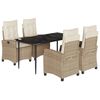 vidaXL 5-tlg. Garten-Essgruppe mit Kissen Beige Poly Rattan