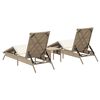 vidaXL Sonnenliegen 2 Stk. mit Tisch Beige Poly Rattan