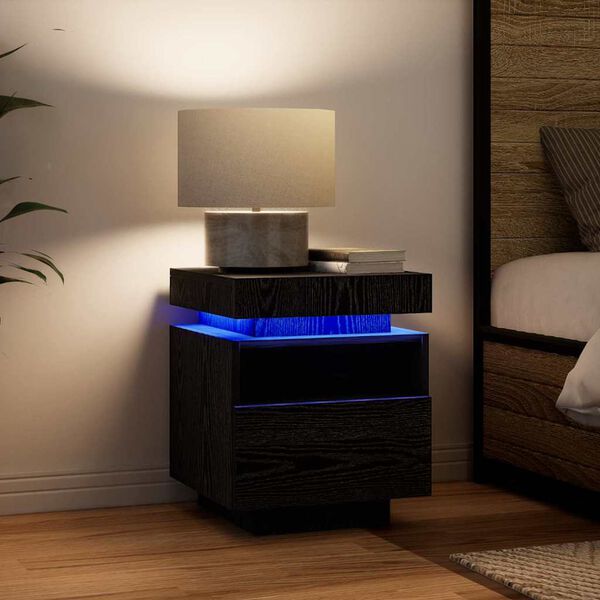 vidaXL Nachttisch Schwarz Eichen-Optik 40 x 39 x 48,5 cm Holzwerkstoff