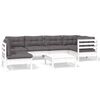 vidaXL 7-tlg. Garten-Lounge-Set mit Kissen Wei&szlig; Kiefernholz