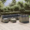 vidaXL 12-tlg. Garten-Lounge-Set mit Kissen Grau Poly Rattan