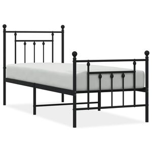 vidaXL Bettgestell mit Kopf- und Fu&szlig;teil Metall Schwarz 75x190 cm