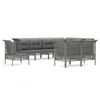 vidaXL 9-tlg. Garten-Lounge-Set mit Kissen Grau Poly Rattan