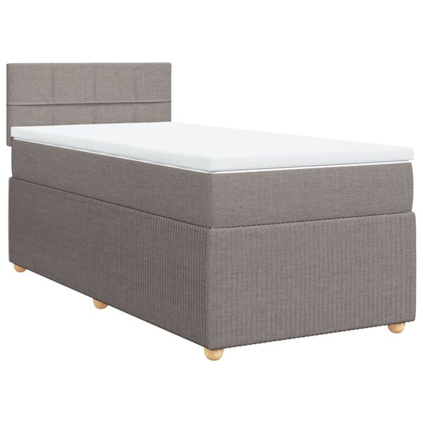 vidaXL Boxspringbett mit Matratze Taupe 100x200 cm Stoff