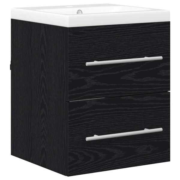 vidaXL Waschbeckenschrank mit Schubladen Schwarz 42 x 39 x 52 cm