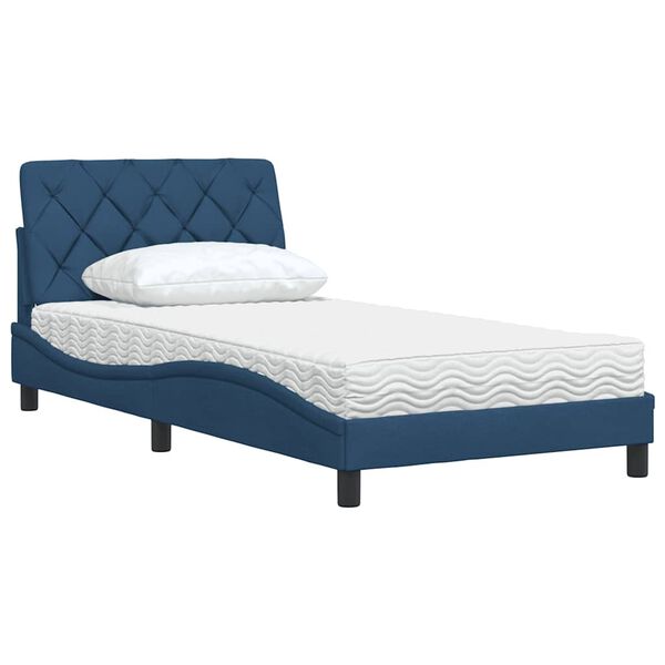 vidaXL Bett mit Matratze Blau 100x200 cm Stoff