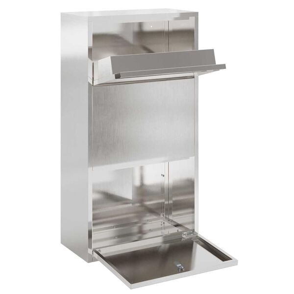 vidaXL Paketdrop-Box mit Speicher Silber 44 x 22 x 82 cm Edelstahl