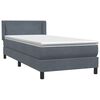 vidaXL Boxspringbett mit Matratze Dunkelgrau 90x210 cm Samt