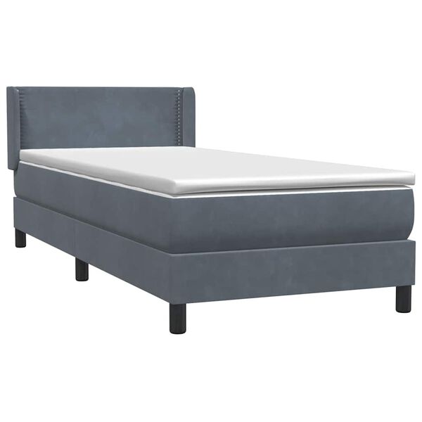 vidaXL Boxspringbett mit Matratze Dunkelgrau 90x210 cm Samt