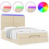 vidaXL Ottoman-Bett mit Matratze & LEDs Creme 140x200 cm Stoff
