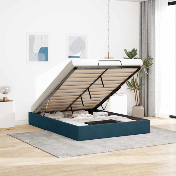 vidaXL Ottoman-Bett ohne Matratze Dunkelblau 140x190 cm Samt