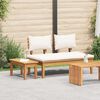 vidaXL Gartenbank 2 pcs Creme und Braun Massivholz Teak