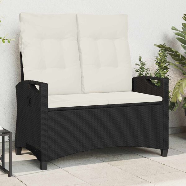 vidaXL Gartenbank mit Kissen Schwarz und Creme 105 x 60 x 112 cm