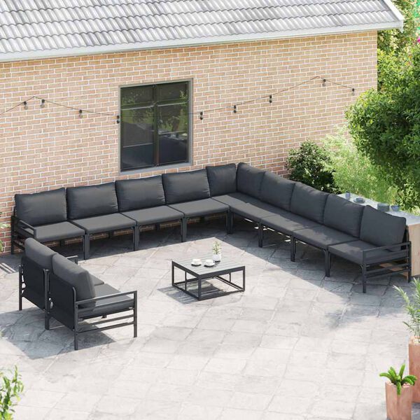 vidaXL Garten-Sofa-Set mit Kissen 12 pcs Anthrazit Stahl