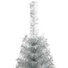 vidaXL K&uuml;nstlicher vorbeleuchteter Weihnachtsbaum Silber 150 cm PET