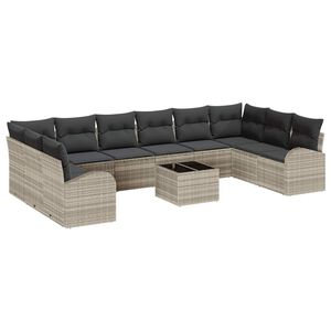 vidaXL Gartensofa-set 11 stk. Hellgrau Poly-Rattan