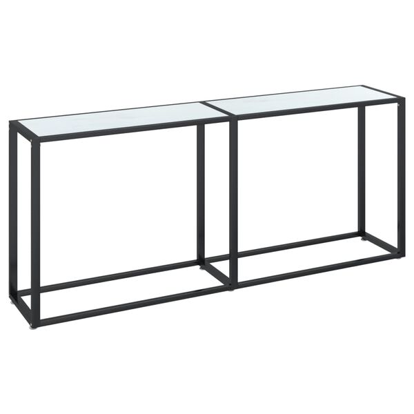 vidaXL Konsolentisch Weiß Marmor-Optik 180x35x75,5 cm Hartglas