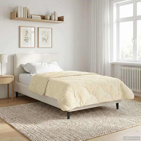 vidaXL Winterbettdecke Creme 140 x 200 cm Mikrofaser und Teddy-Fleece