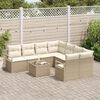 vidaXL Sofa Set mit Kissen 9 pcs Beige und Creme Poly-Rattan