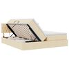 vidaXL Bett mit LED-Lichtleisten mit Kopfteil Creme 180 x 200 cm Stoff