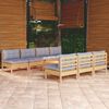vidaXL 8-tlg. Garten-Lounge-Set mit Grauen Kissen Kiefernholz