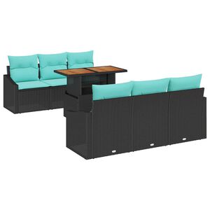 vidaXL Garten Essgruppe mit Kissen 7 pcs Schwarz und Teal