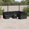 vidaXL 10-tlg. Garten-Sofagarnitur mit Kissen Schwarz Poly Rattan