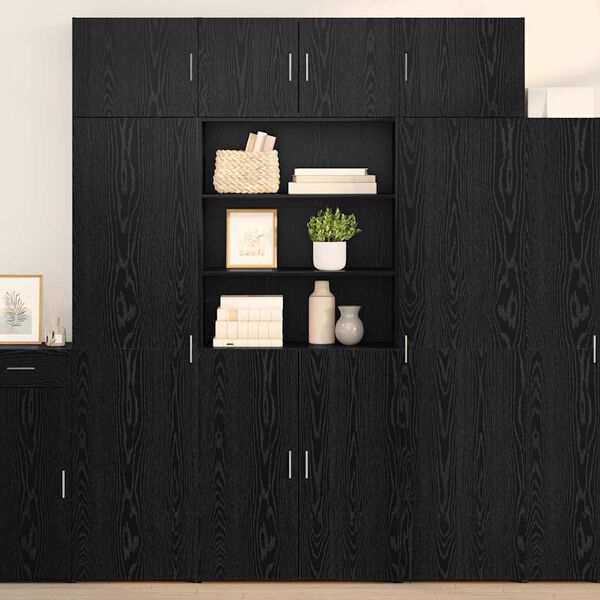 vidaXL Highboard Schwarz Eichen-Optik 80 x 42,5 x 185 cm Holzwerkstoff