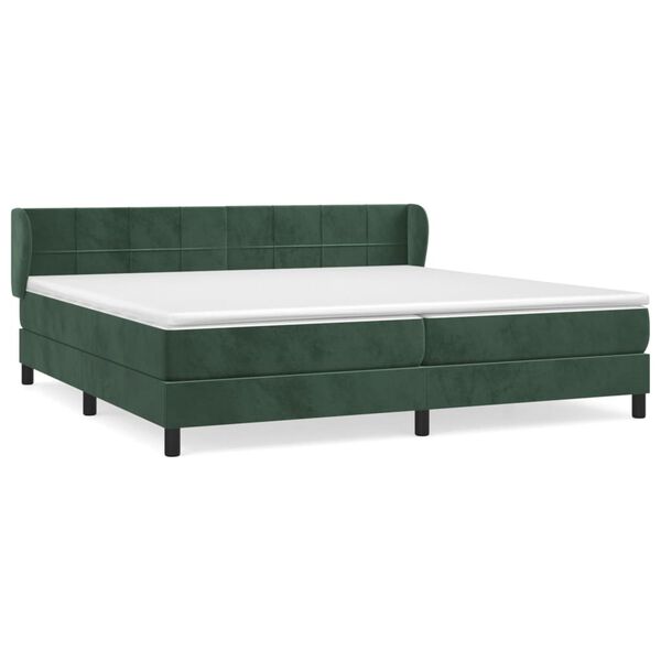vidaXL Boxspringbett mit Matratze Dunkelgr&uuml;n 200x200 cm Samt
