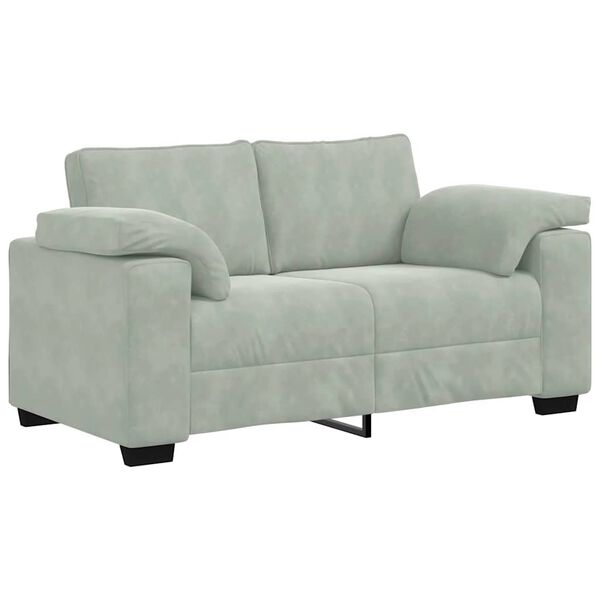 vidaXL 2-teiliges Sofa-Set mit Kissen, hellgrauer Samt