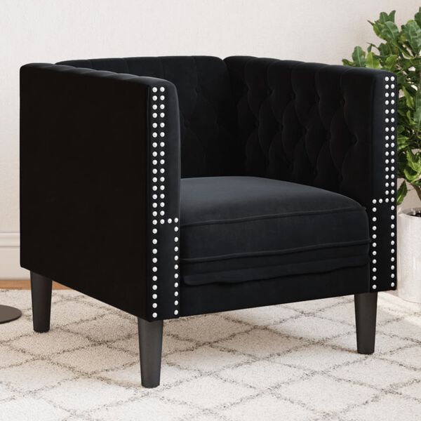 vidaXL Chesterfield-Sessel Schwarz Samt
