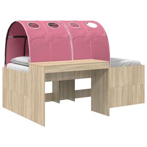 vidaXL Bettgestell mit Tunnel mit Regal 3 stk. Sonoma Eiche und Pink