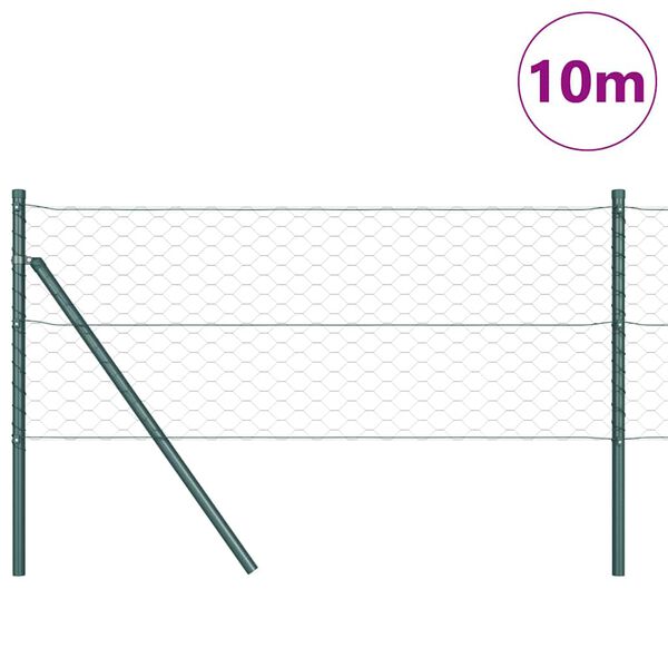 vidaXL Zaunpfosten Gr&uuml;n 10 x 0,6 m (50 mm Maschen) Stahl und PVC
