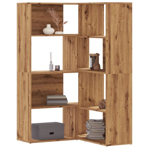 vidaXL Eck-Bücherregal 4 Etagen Artisan-Eiche 85x85x140 Holzwerkstoff