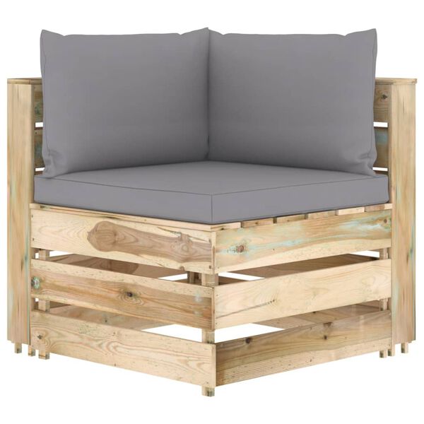 vidaXL 2-Sitzer Outdoor-Sofa mit Kissen Gr&uuml;n Impr&auml;gniertes Holz