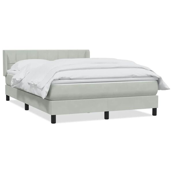 vidaXL Boxspringbett mit Matratze Hellgrau 160x220 cm Samt
