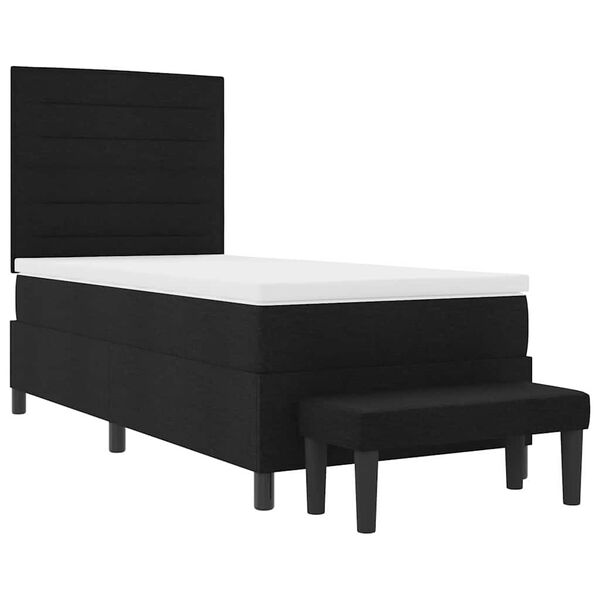 vidaXL Boxspringbett mit Kopfteil Schwarz 100 x 200 cm Stoff