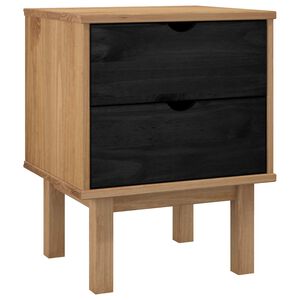 vidaXL Nachttisch OTTA Schwarz 45 x 39 x 57 cm Massives Kiefernholz